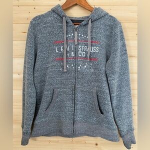 Levi Strauss & Co Gray Zip Up Hoodie Large Retro Boyfriend Fit Vintage Style